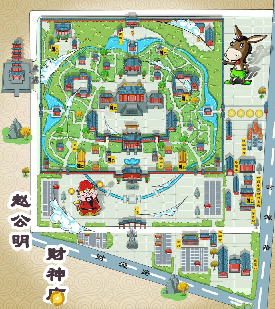 亚东寺庙类手绘地图